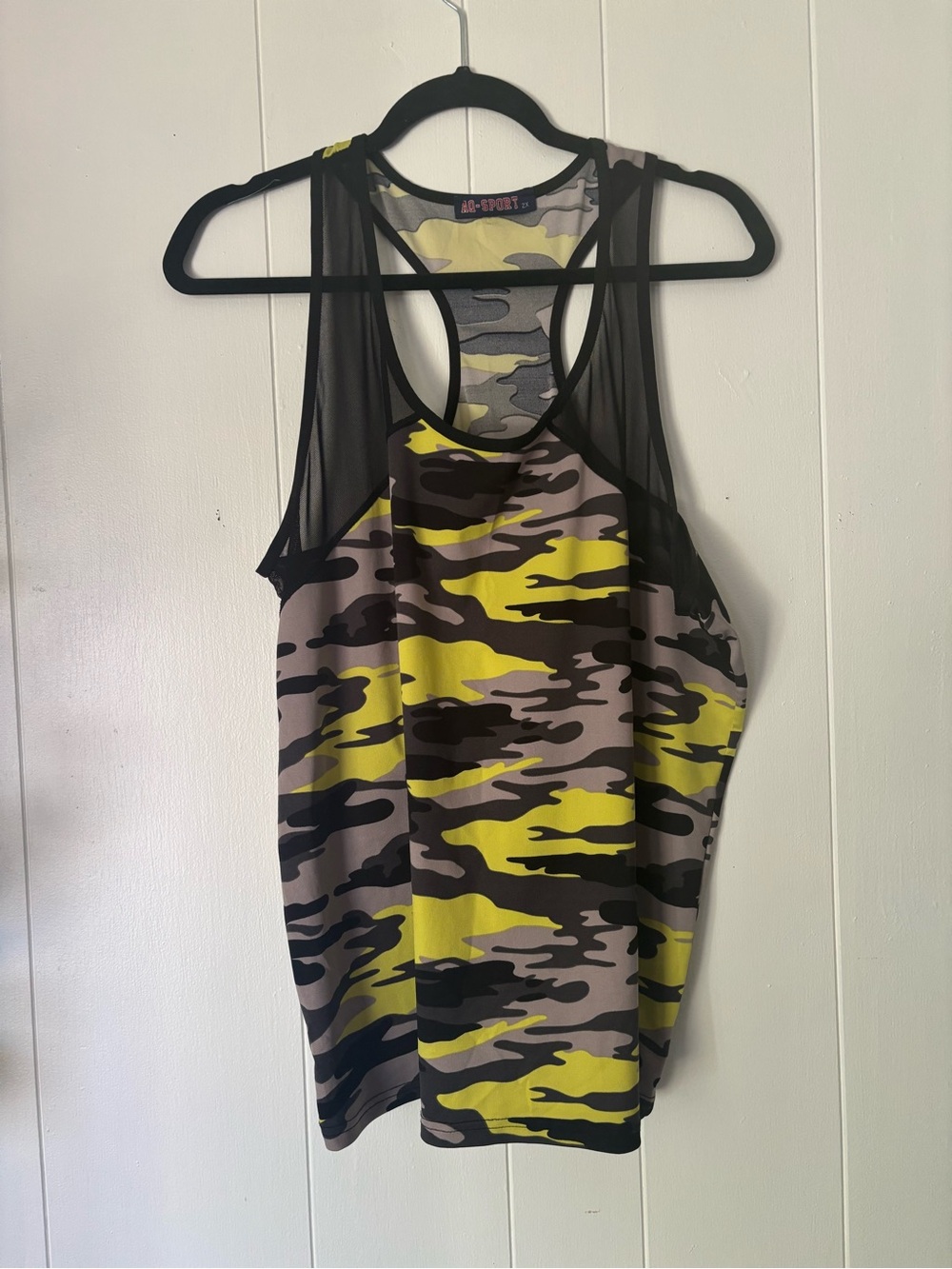 Neon Camo Racerback Tank Top - Yellow/Black